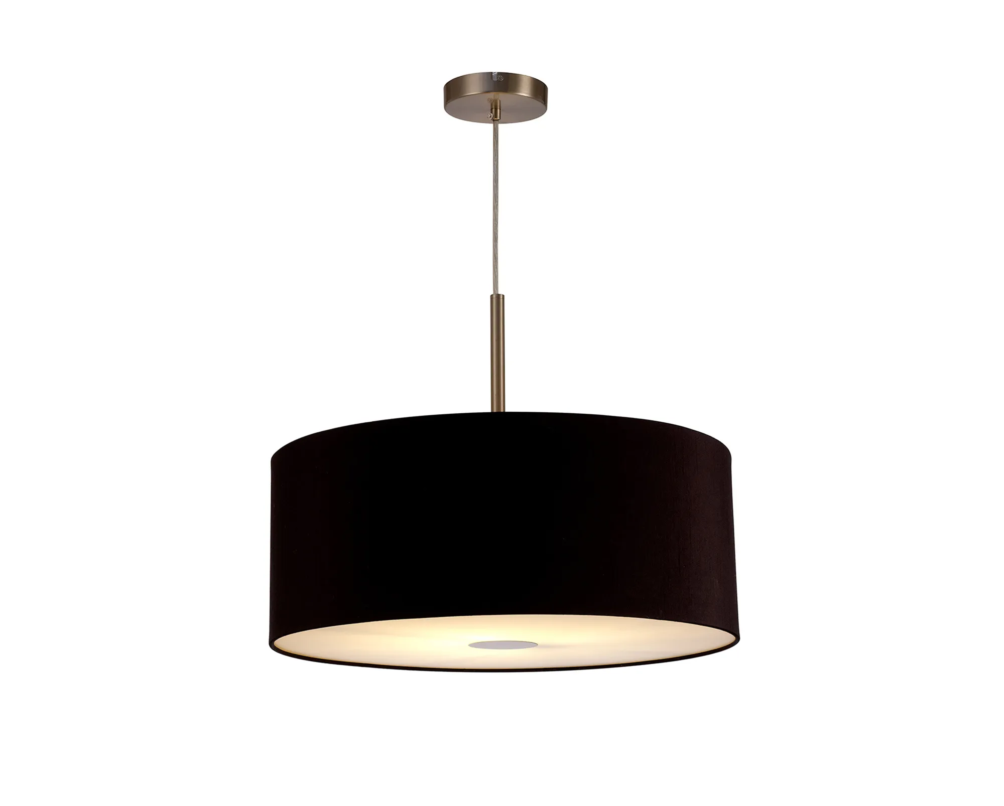 Baymont 50cm Pendant 1 Light Satin Nickel, Midnight Black/Green Olive, Frosted Diffuser DK0307  Deco Baymont SN BL/GR